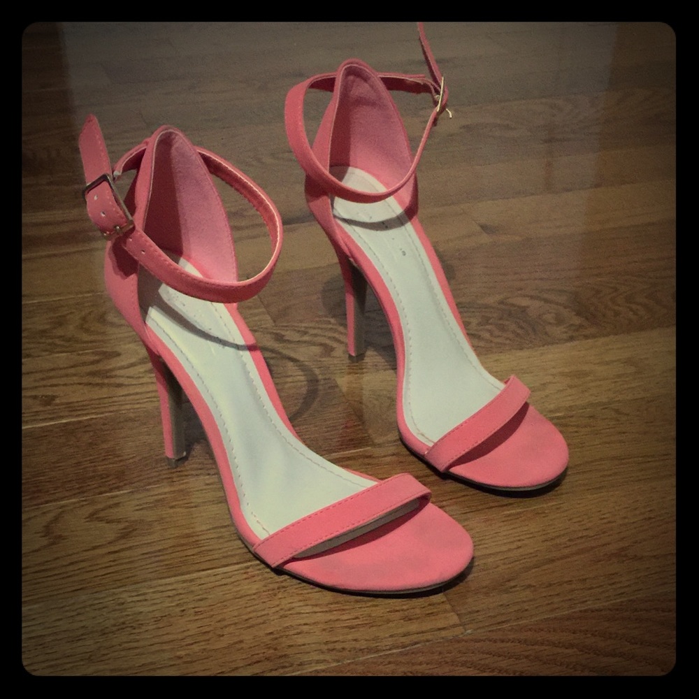 Coral ankle strap heels